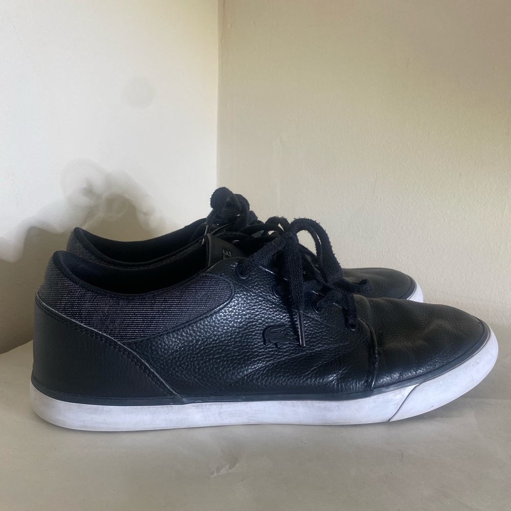 Lacoste Minzah sneakers black men's size 11 leather shoes logo